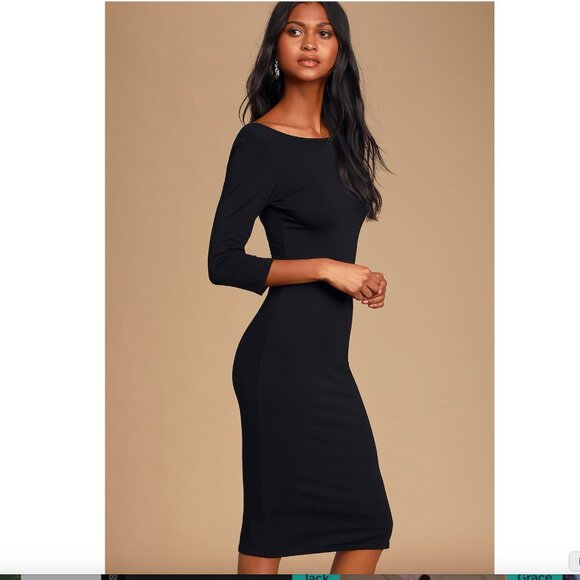 Lulus Black Midi Sheath Cocktail Dress – Size M - Picture 1 of 8